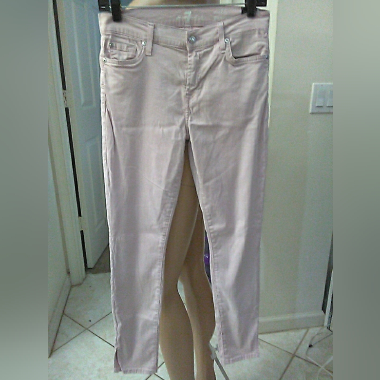 Nwot Seven Fr All Mankind Light Pink Blush Skinny Pants Stretchy! Sz. 28